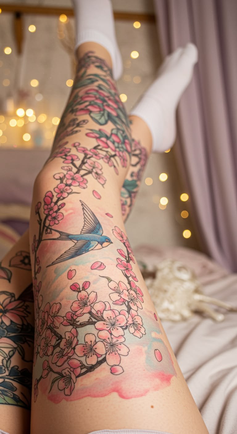 Mẫu hình xăm full chân nữ – mẫu 32