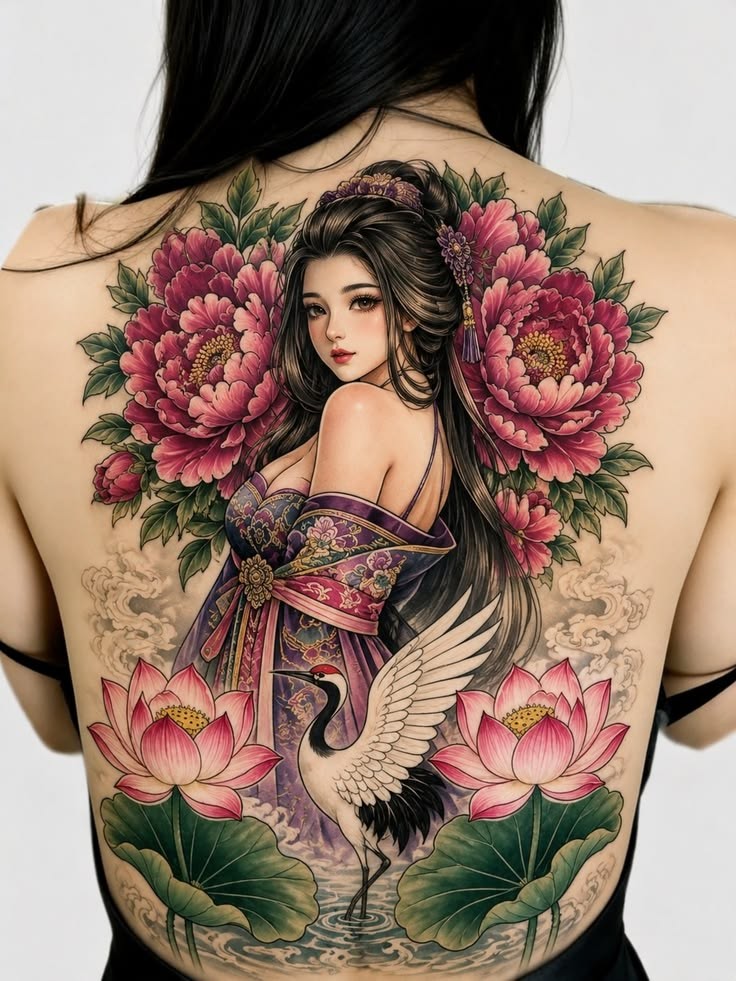 Mẫu hình xăm full lưng nữ