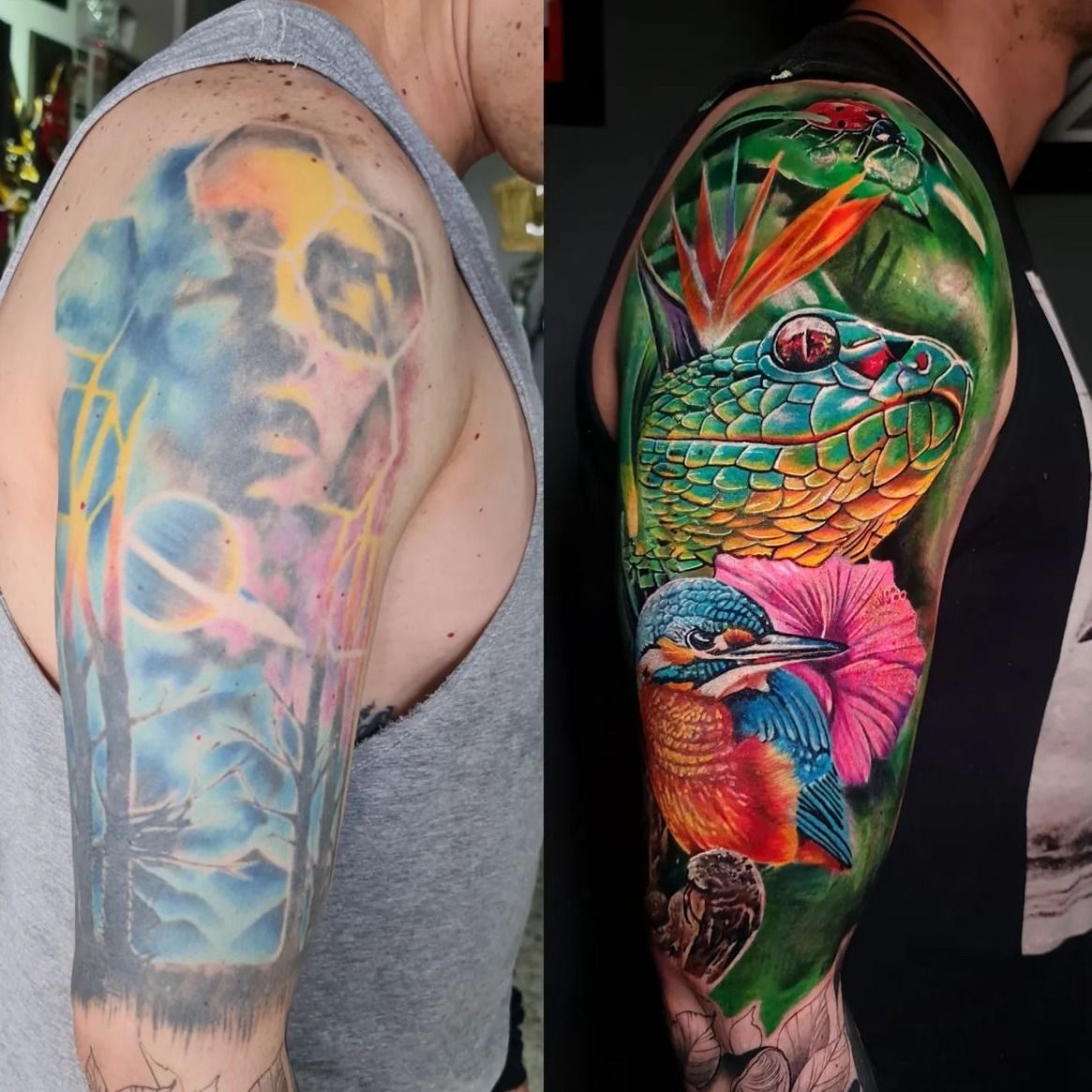 HAN's cover tattoo before after